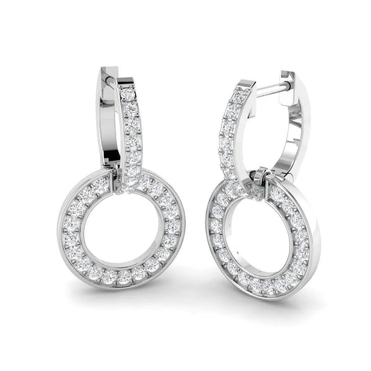 0.60 Ct Natural & Lab-Grown Round Cut Diamond Drop Earrings | Pavé Set
