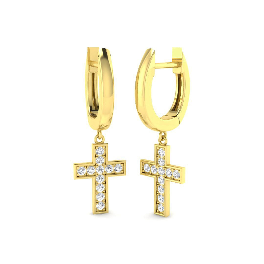 "Elegant Gold Drop Trilogy Diamond Earrings - Tulky, 0.2ct Luxury"