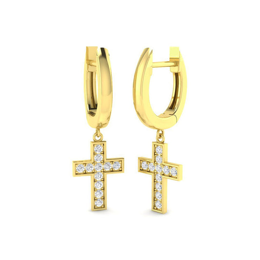 "Elegant Gold Drop Trilogy Diamond Earrings - Tulky, 0.2ct Luxury"