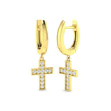 "Elegant Gold Drop Trilogy Diamond Earrings - Tulky, 0.2ct Luxury"