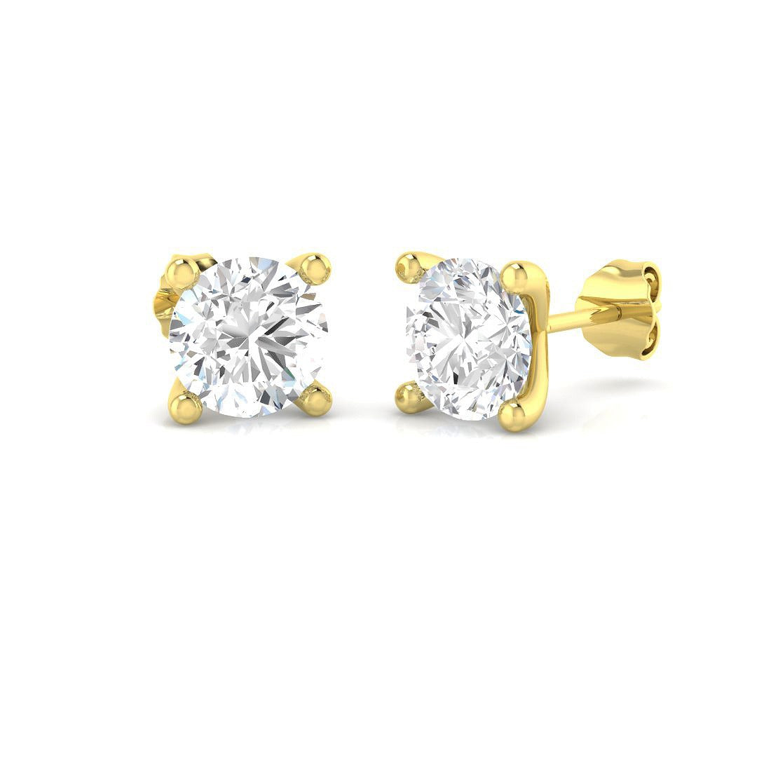 3.14ct Lab Diamond Round Cut Stud Earrings in 9K Yellow Gold