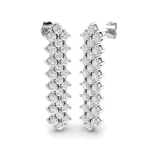 Lusmy 3ct Gold Drop & Trilogy Diamond Earrings - Luxurious Jewelry Gift