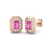 Luxxy 1ct Gold Pink Sapphire Diamond Earrings - Elegant Luxury Jewelry