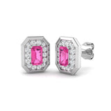 Luxxy 1ct Gold Pink Sapphire Diamond Earrings - Elegant Luxury Jewelry