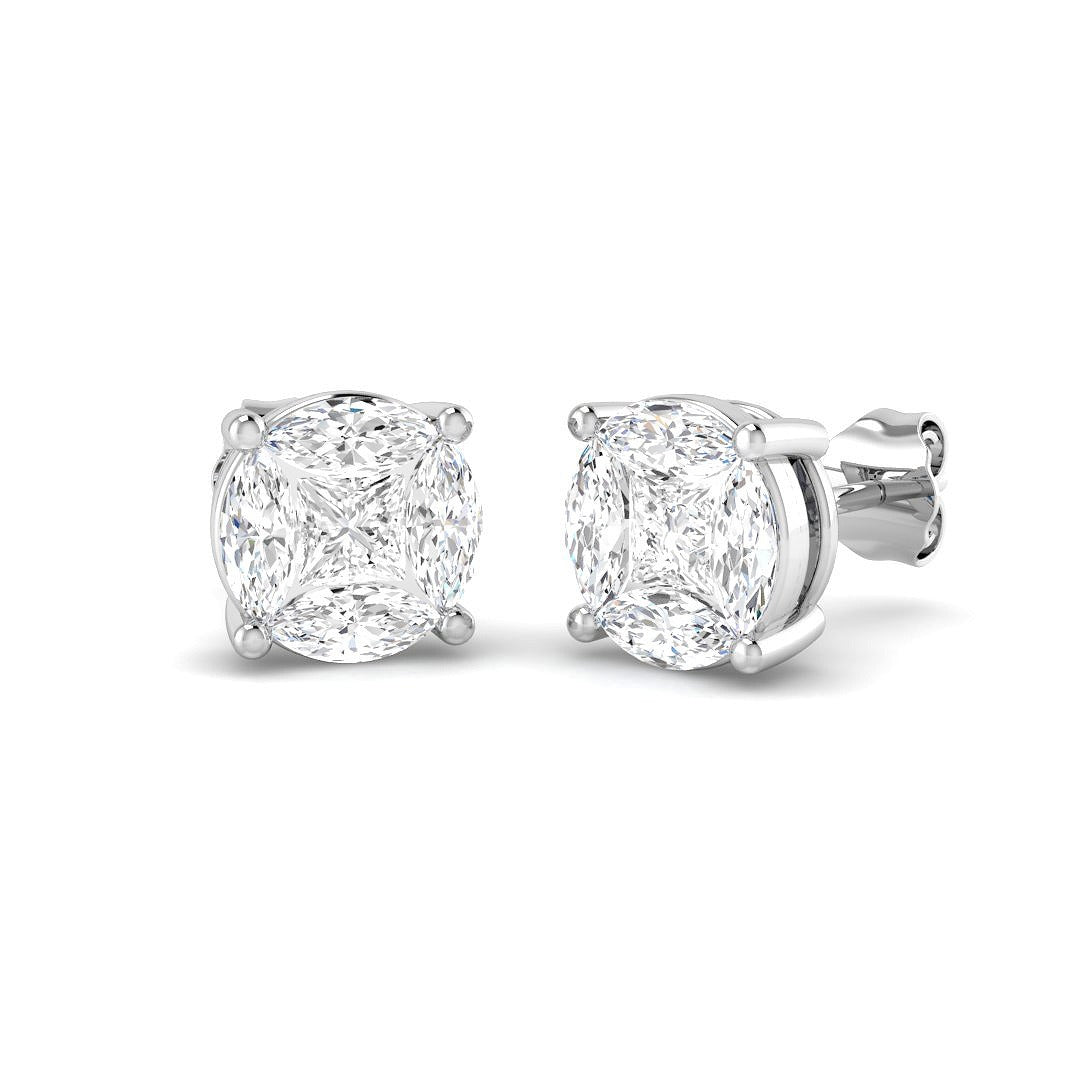 Luxvy Gold Cluster Diamond Earrings | 1.5ct Luxury Jewelry