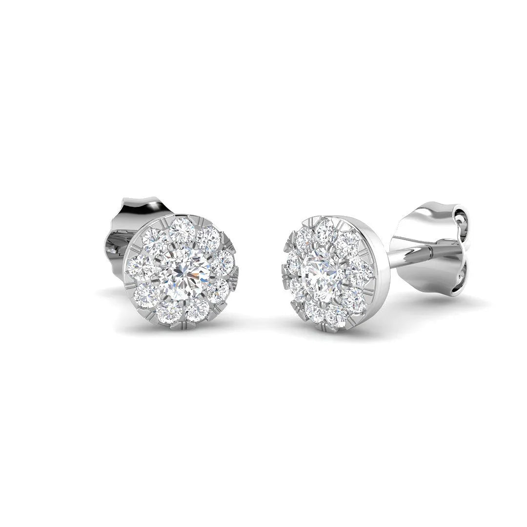 0.32 Ct DE/VVS Lab Grown Round Cut Diamond Halo Earring | Cluster Set