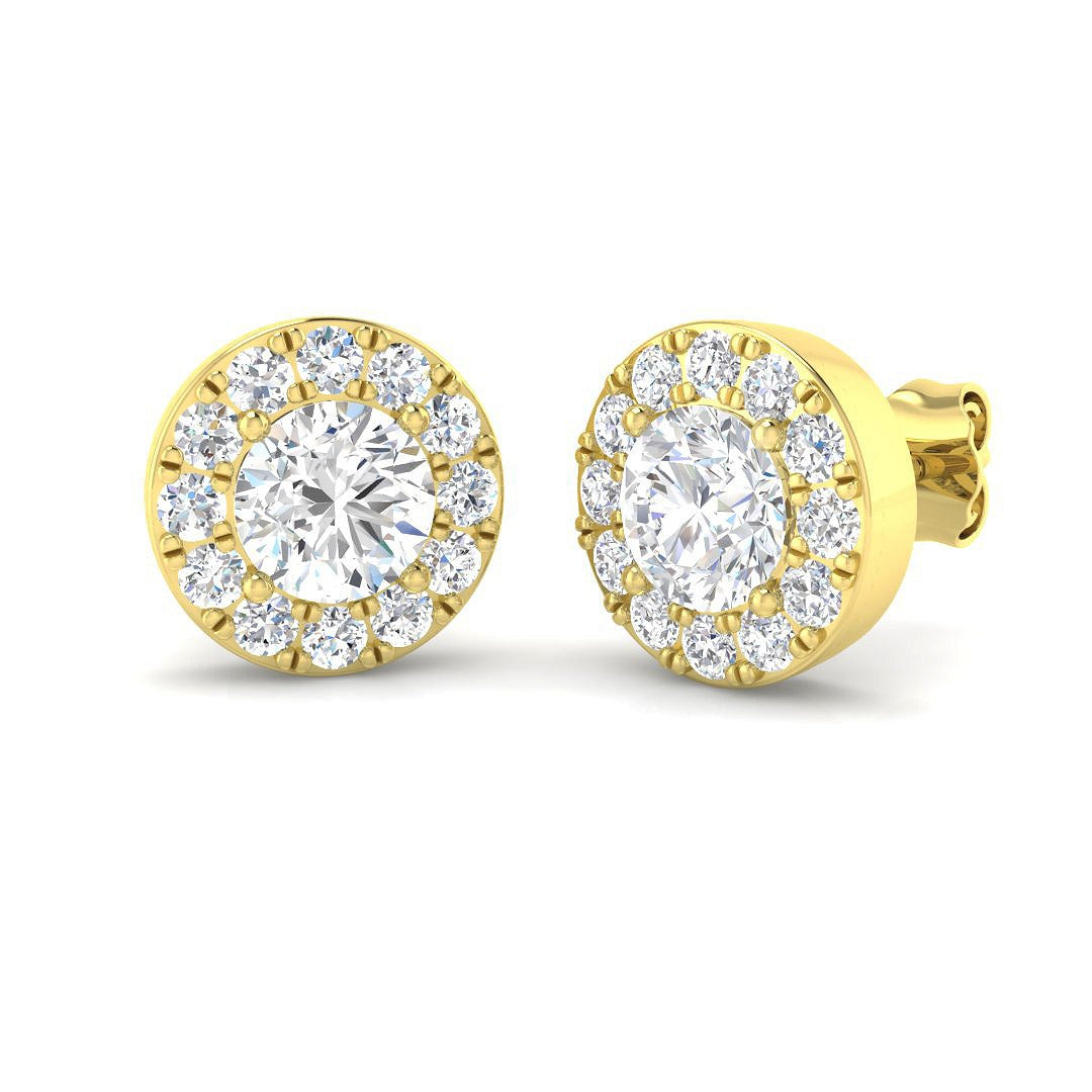 2.13ct Lab Diamond Round Cut Stud Earrings in 9K Yellow Gold