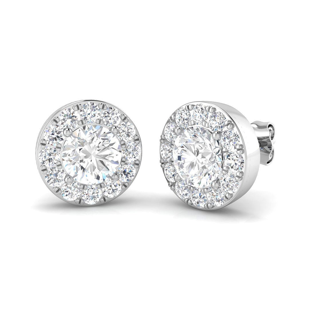 3.12ct Lab Diamond Round Cut Stud Earrings in 9K White Gold