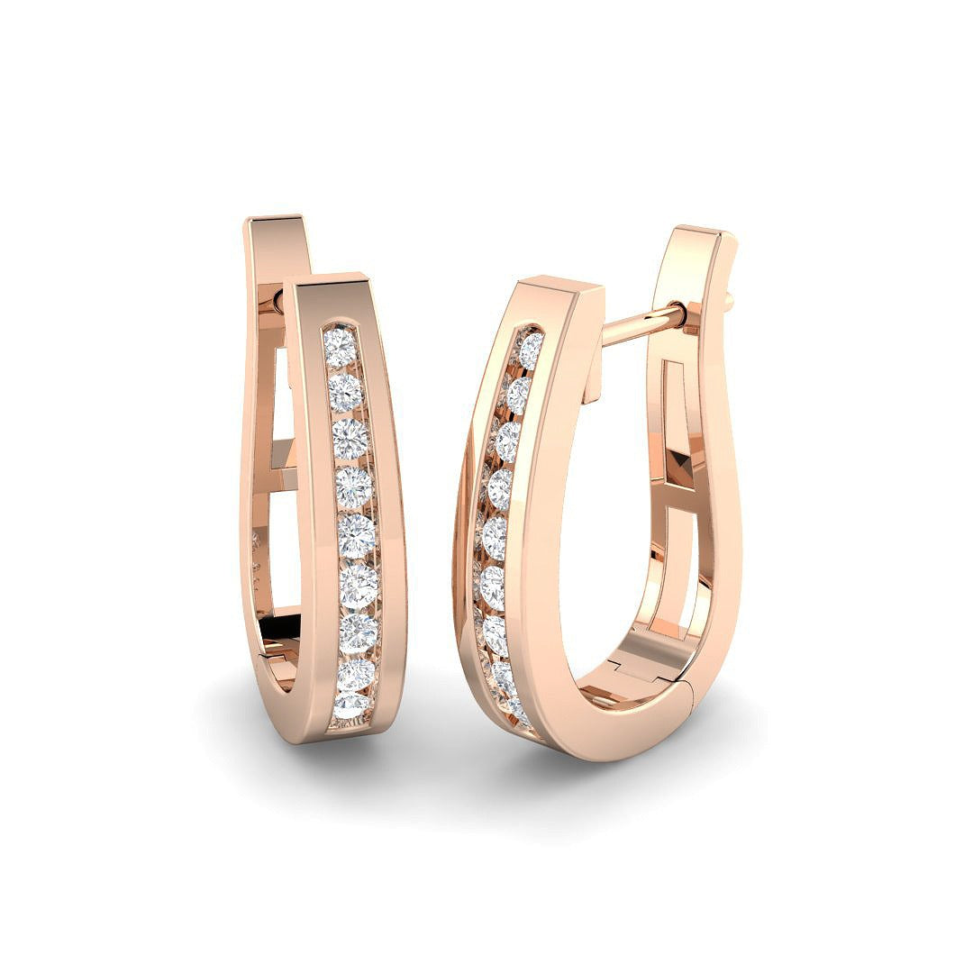 Hoop Earrings - Luzxy Luxurious 0.1ct Gold Diamond