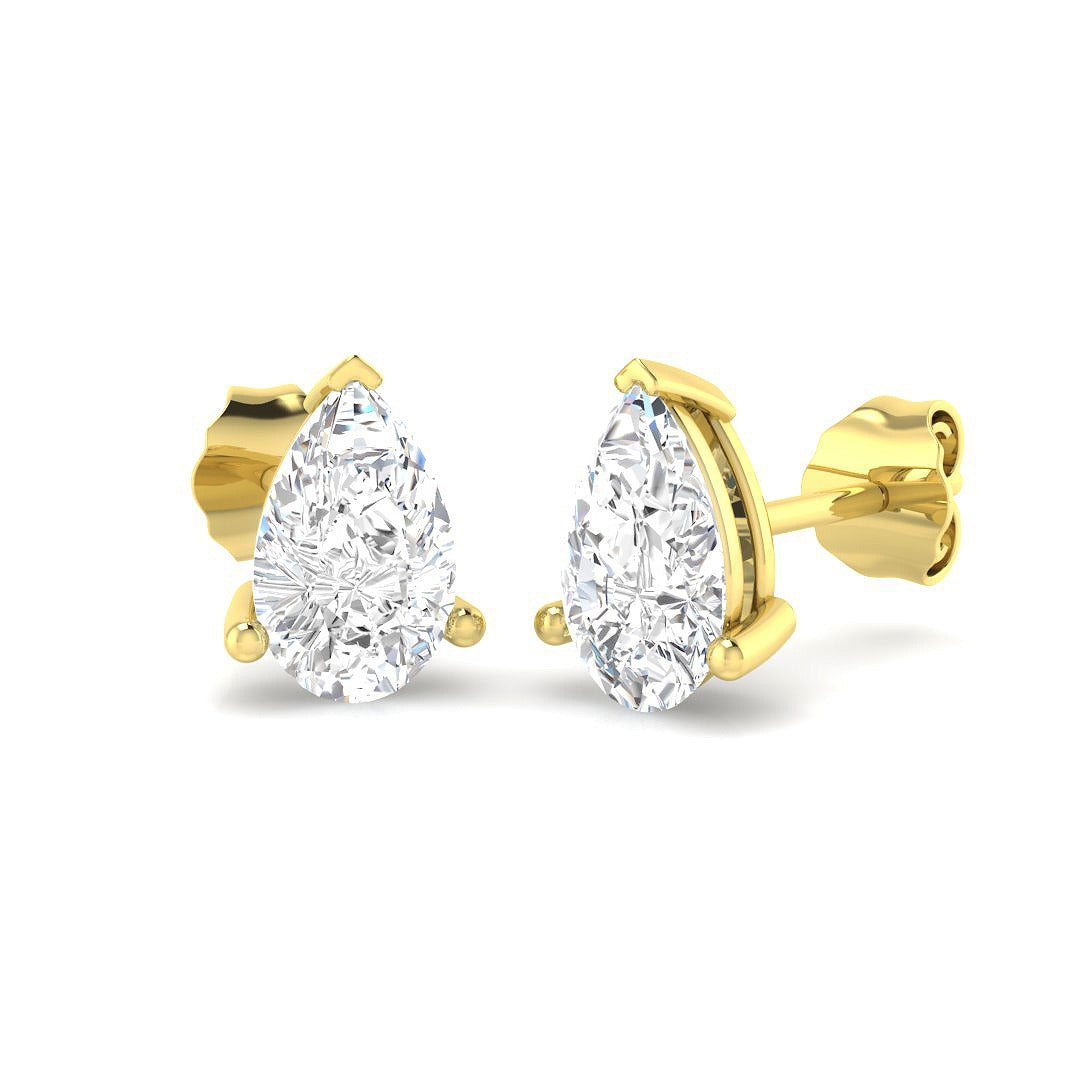 1.5ct Lab Diamond Pear Cut Stud Earrings in 9K Yellow Gold