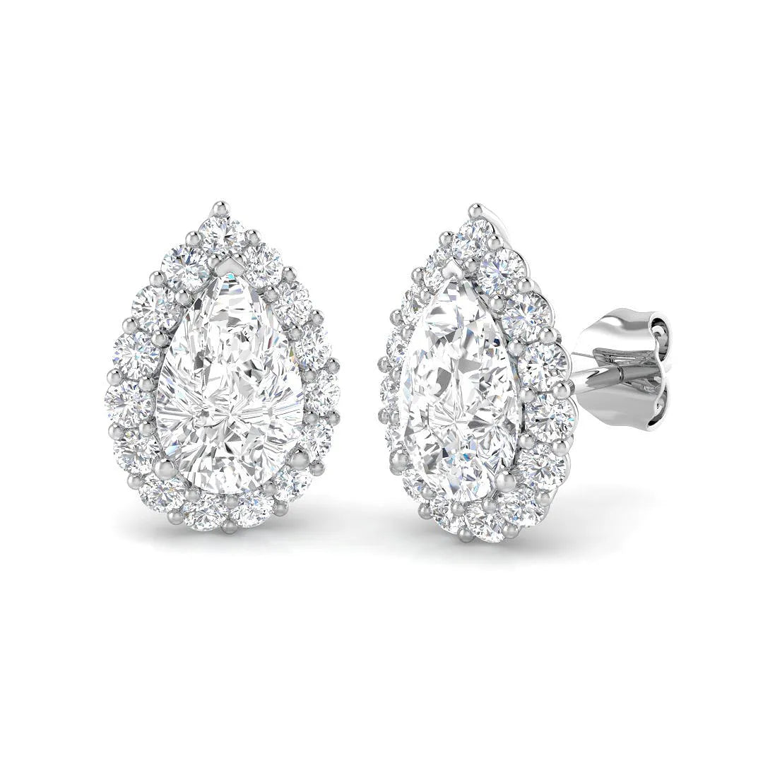 Ohrring mit birnenförmigem Diamanten (2,50 Karat) in punziertem Gold