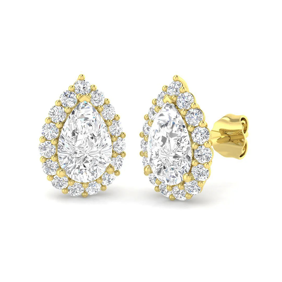 Ohrring mit birnenförmigem Diamanten (2,50 Karat) in punziertem Gold