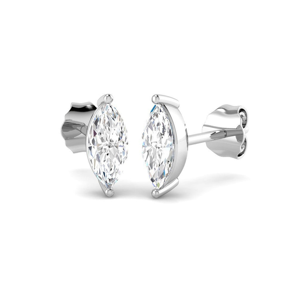 Stud Earrings with Marquise Cut Diamond Solitaire | Gold