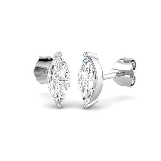 Stud Earrings with Marquise Cut Diamond Solitaire | Gold