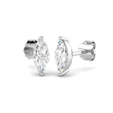 Stud Earrings with Marquise Cut Diamond Solitaire | Gold