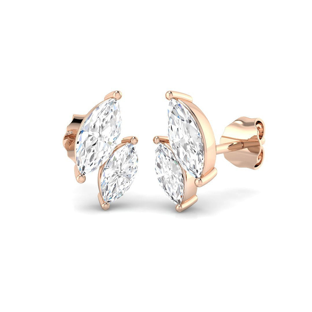 Gold Diamond Earrings - 1ct Elegant Luxury Shape Jewelry