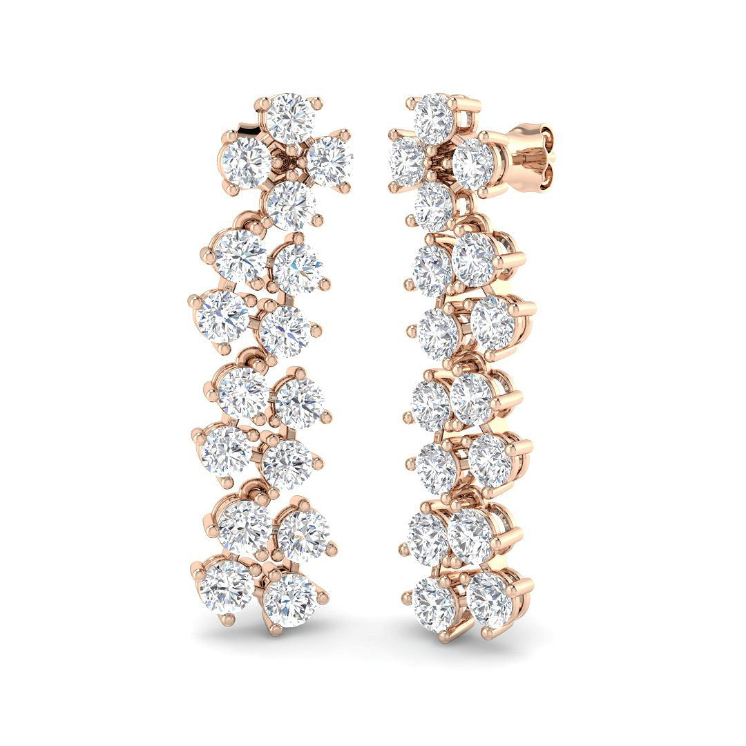 Luzmy 6.5ct Gold Drop & Trilogy Diamond Earrings - Elegant Luxury Jewelry