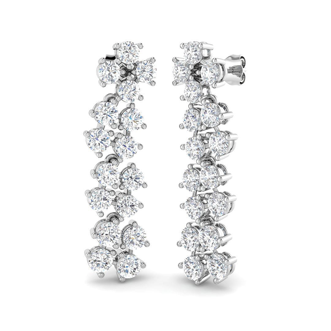 Luzmy 6.5ct Gold Drop & Trilogy Diamond Earrings - Elegant Luxury Jewelry