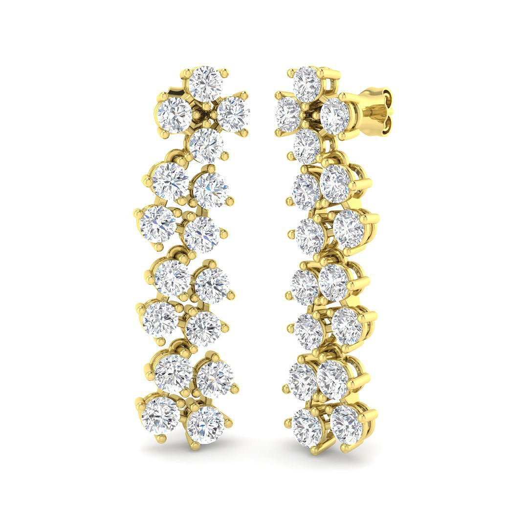 Luzmy 6.5ct Gold Drop & Trilogy Diamond Earrings - Elegant Luxury Jewelry