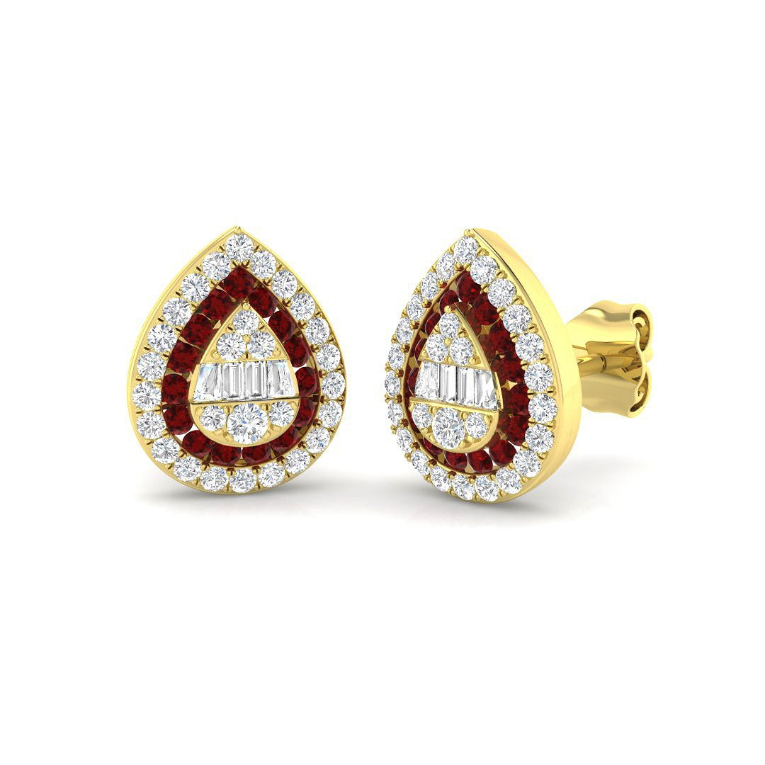 Luzry Ruby Gold Diamond Earrings 0.5ct – Elegant Luxury Jewelry
