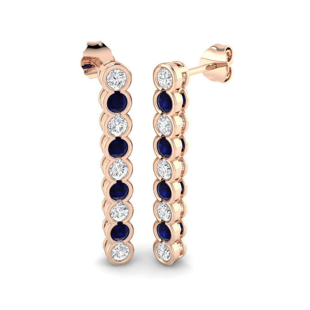 Luzty 1.5ct Gold Blue Sapphire Diamond Earrings - Luxury Jewelry Delight