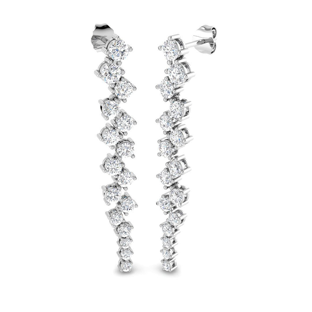 Blosm Luxury 3ct Gold Drop & Trilogy Diamond Earrings for Elegance