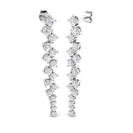 Blosm Luxury 3ct Gold Drop & Trilogy Diamond Earrings for Elegance
