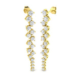 Blosm Luxury 3ct Gold Drop & Trilogy Diamond Earrings for Elegance