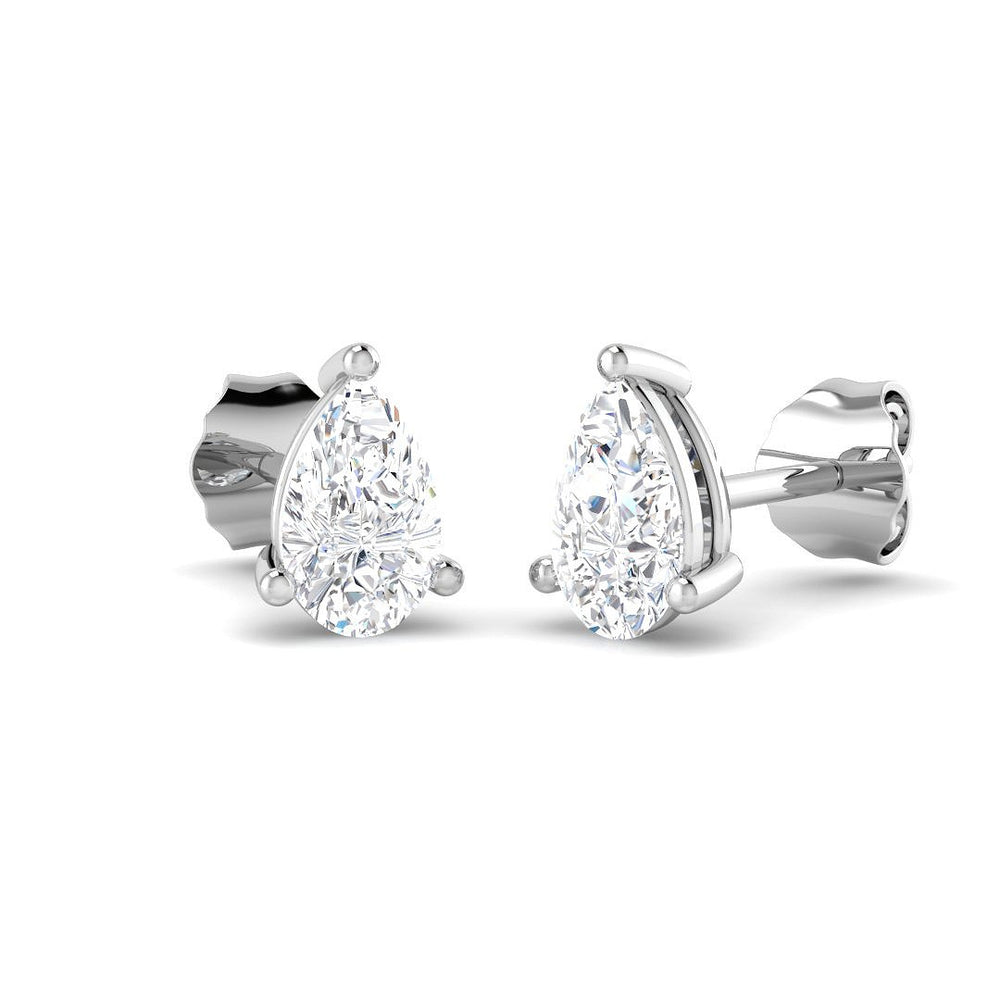 Stud Earrings with Pear Cut Diamond Solitaire | Gold