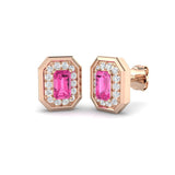"Luyvy Luxury Gold Earrings with Pink Sapphire - 1ct Diamond Elegance"