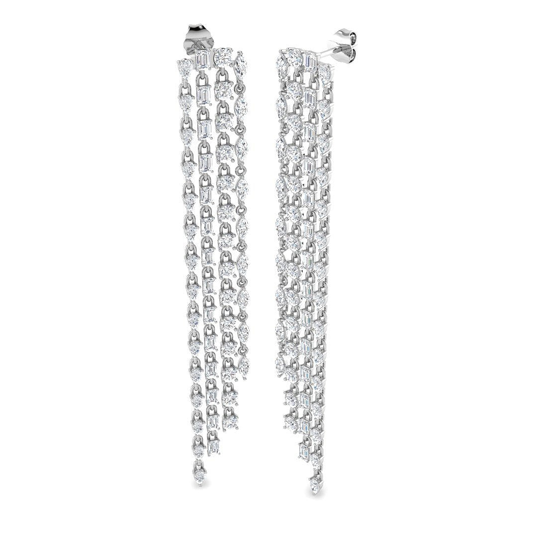 Luzwy Luxury Gold Drop & Trilogy Diamond Earrings - 8ct Elegance