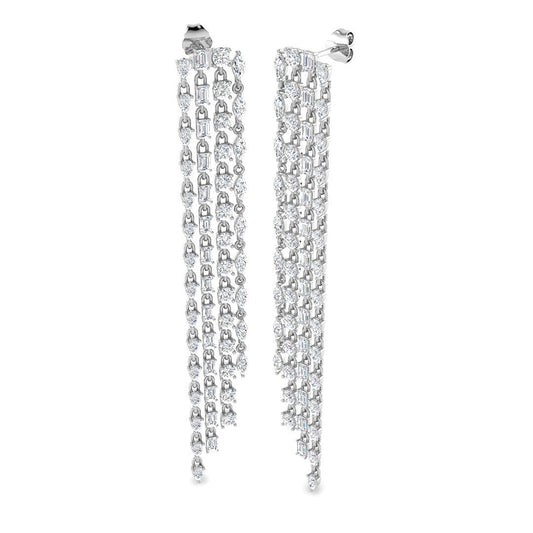 Luzwy Luxury Gold Drop & Trilogy Diamond Earrings - 8ct Elegance