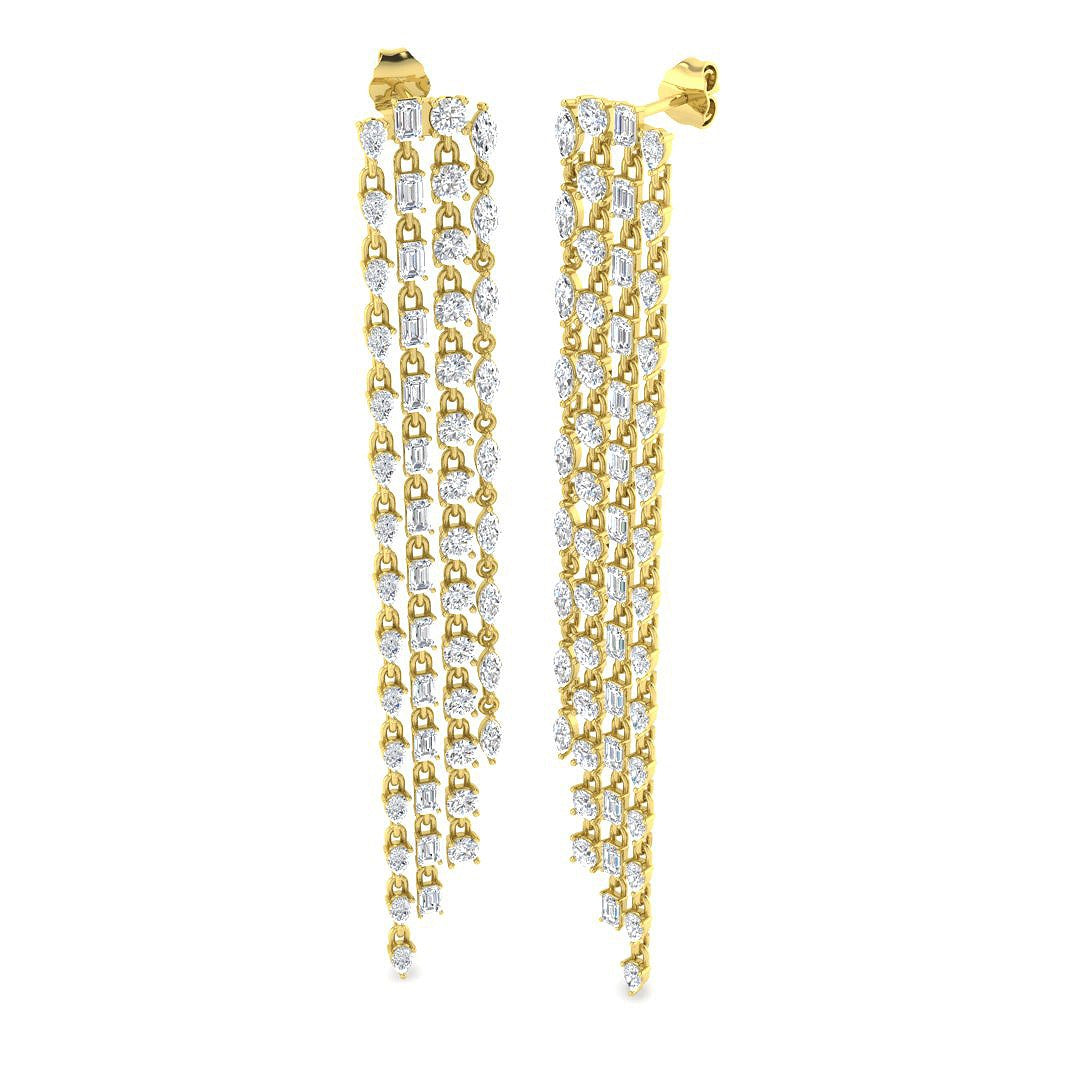 Luzwy Luxury Gold Drop & Trilogy Diamond Earrings - 8ct Elegance
