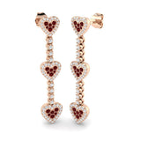 Round Ruby Gemstone Heart Drop Earrings