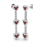 Round Cut Ruby Gemstone Drop Earrings in Heart Style
