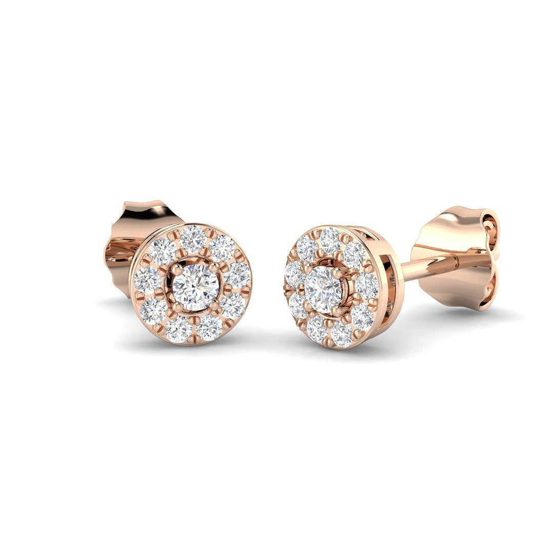 Luxury Gold Halo Diamond Earrings | Hazel 0.2ct Elegant Design