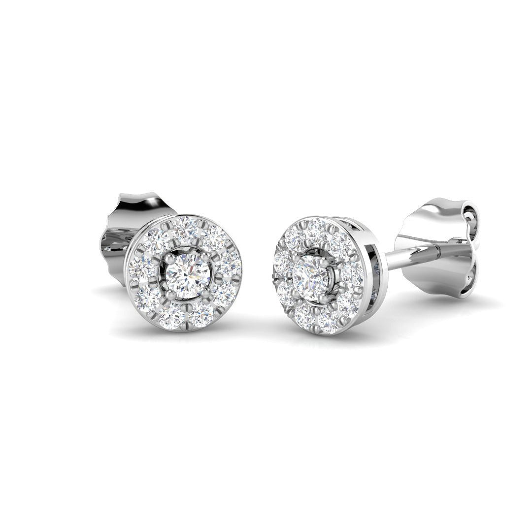 Luxury Gold Halo Diamond Earrings | Hazel 0.2ct Elegant Design