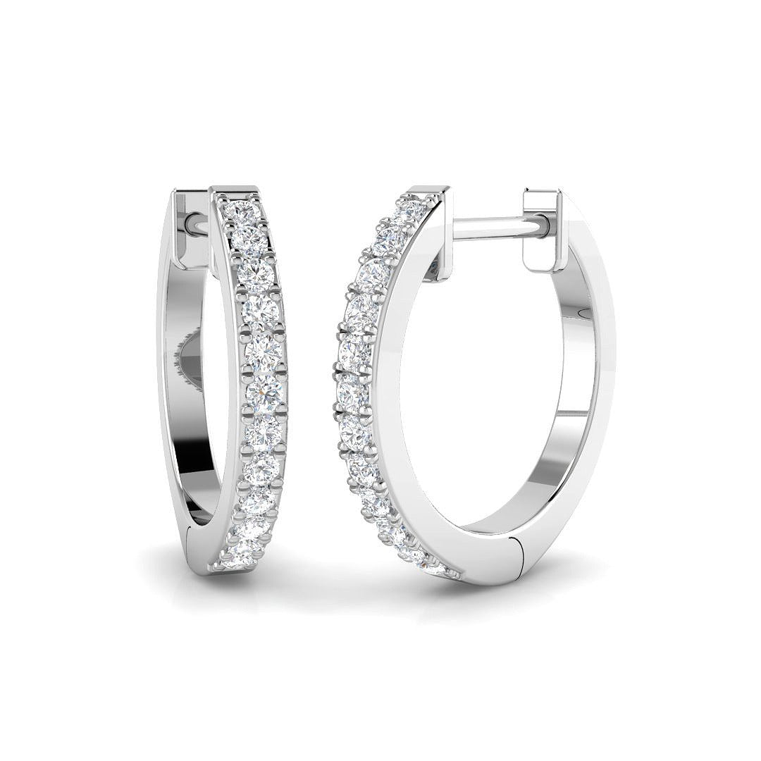 0.10ct Natural Round Brilliant Cut Huggies Earrings White Gold Gift For Her
