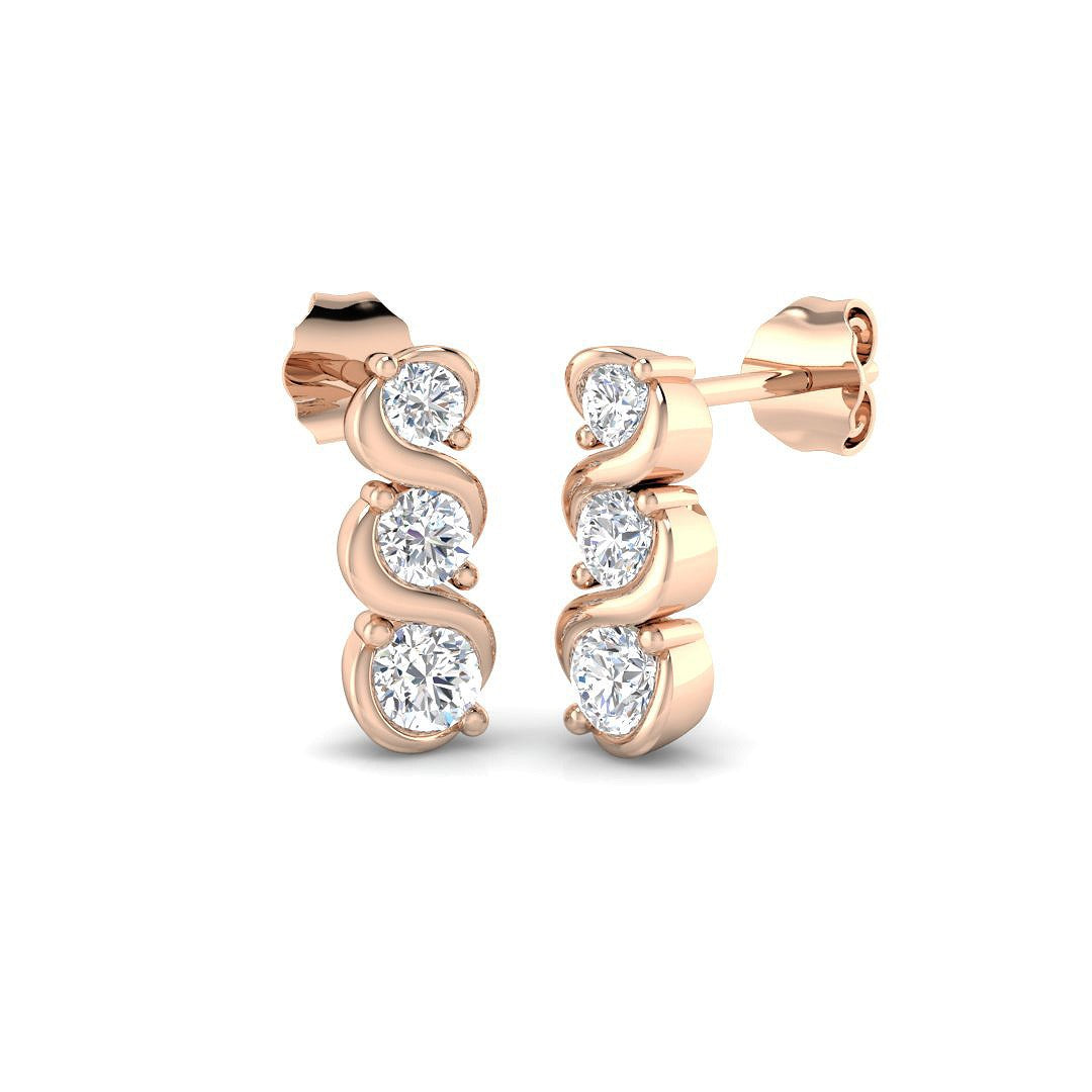Ulwyn 0.5ct Gold Drop & Trilogy Diamond Earrings - Luxury Jewelry