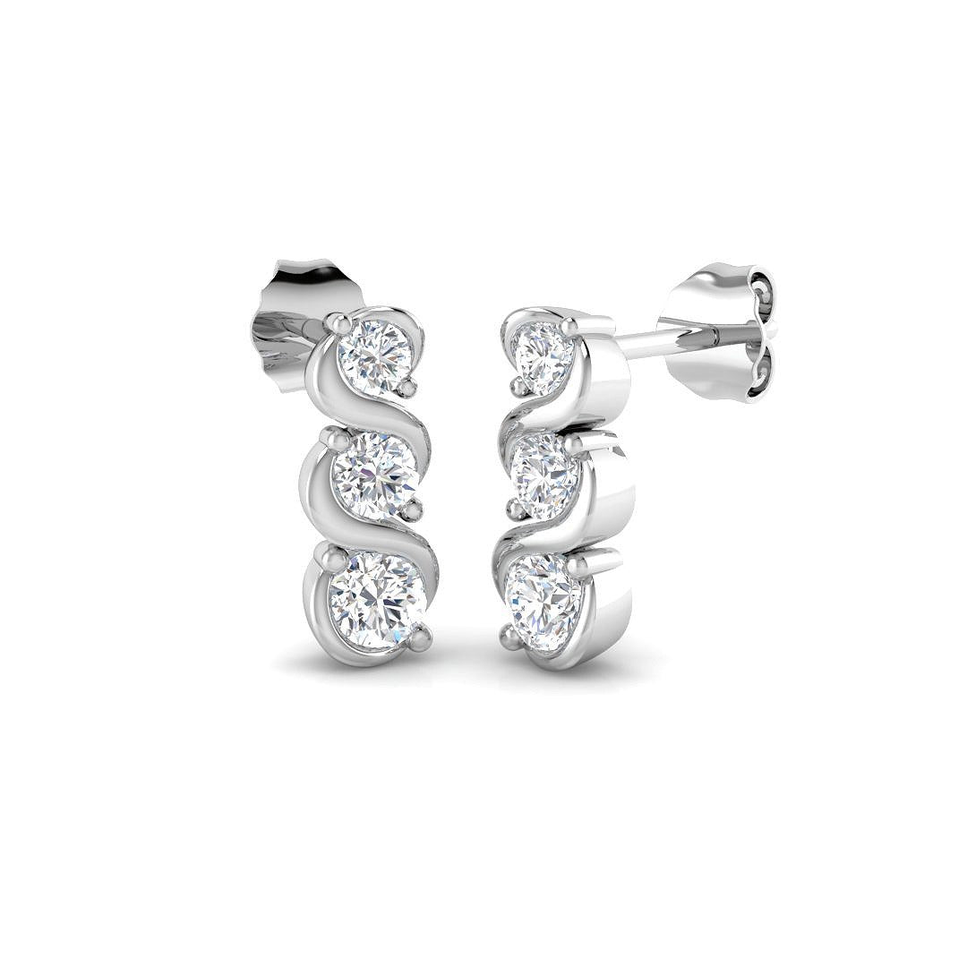 Ulwyn 0.5ct Gold Drop & Trilogy Diamond Earrings - Luxury Jewelry