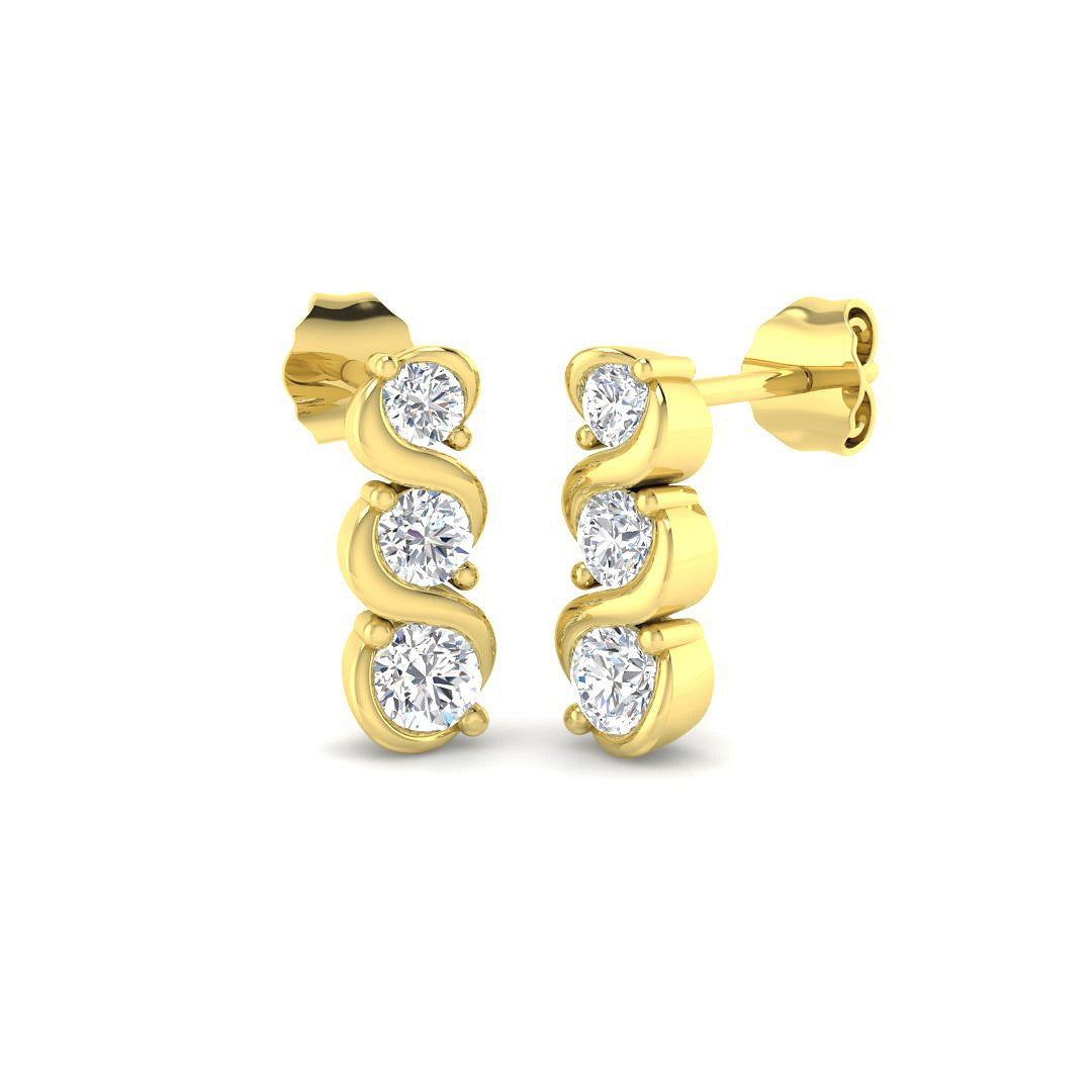 Ulwyn 0.5ct Gold Drop & Trilogy Diamond Earrings - Luxury Jewelry