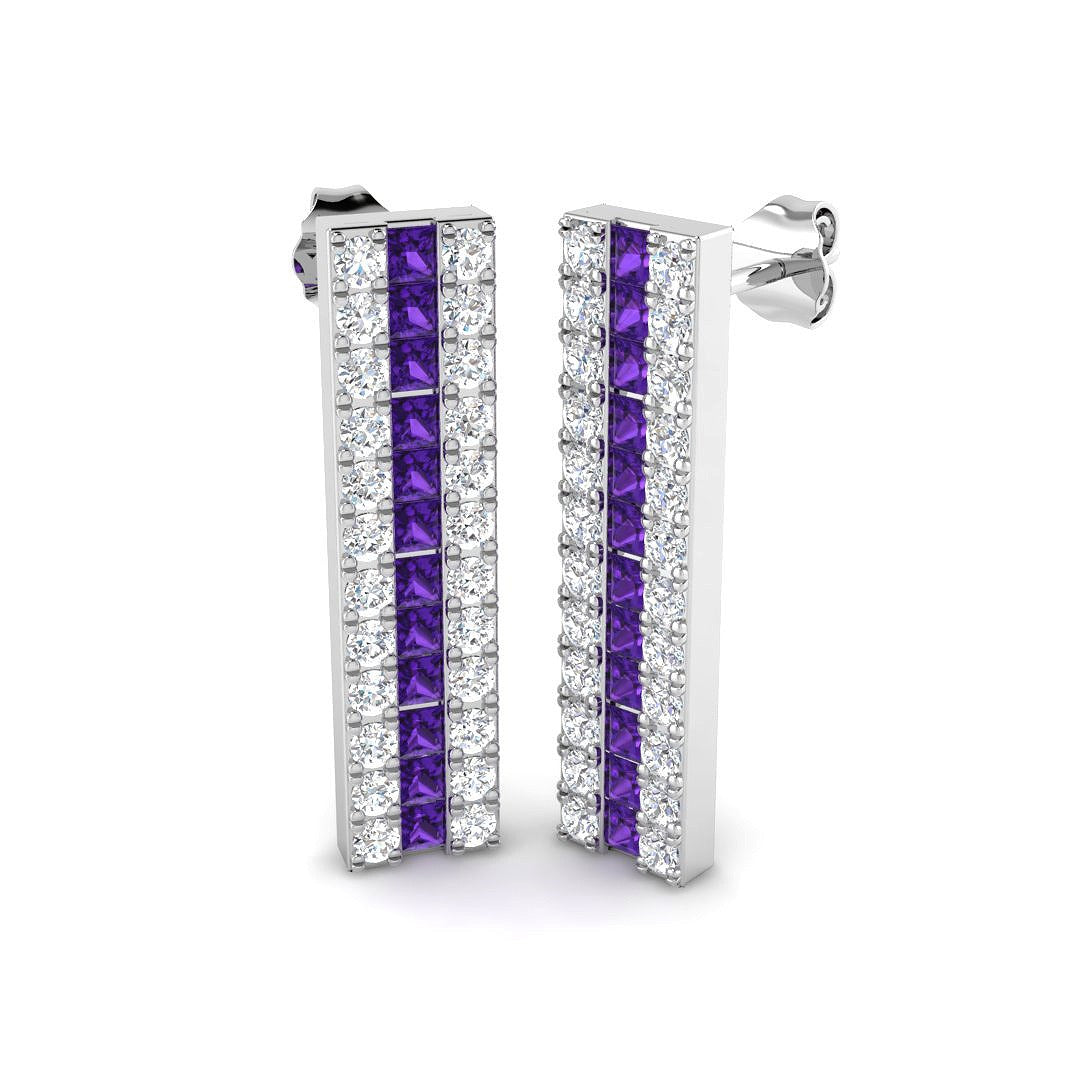 Wynne 2.5ct Amethyst Gold Diamond Earrings – Luxury Elegance