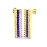 Wynne 2.5ct Amethyst Gold Diamond Earrings – Luxury Elegance