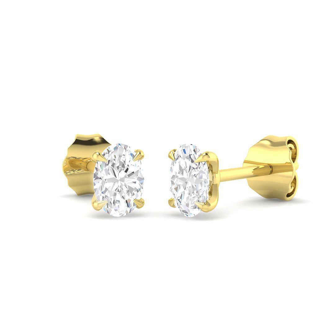 0.54ct Lab Diamond Oval Cut Stud Earrings in 9K Yellow Gold
