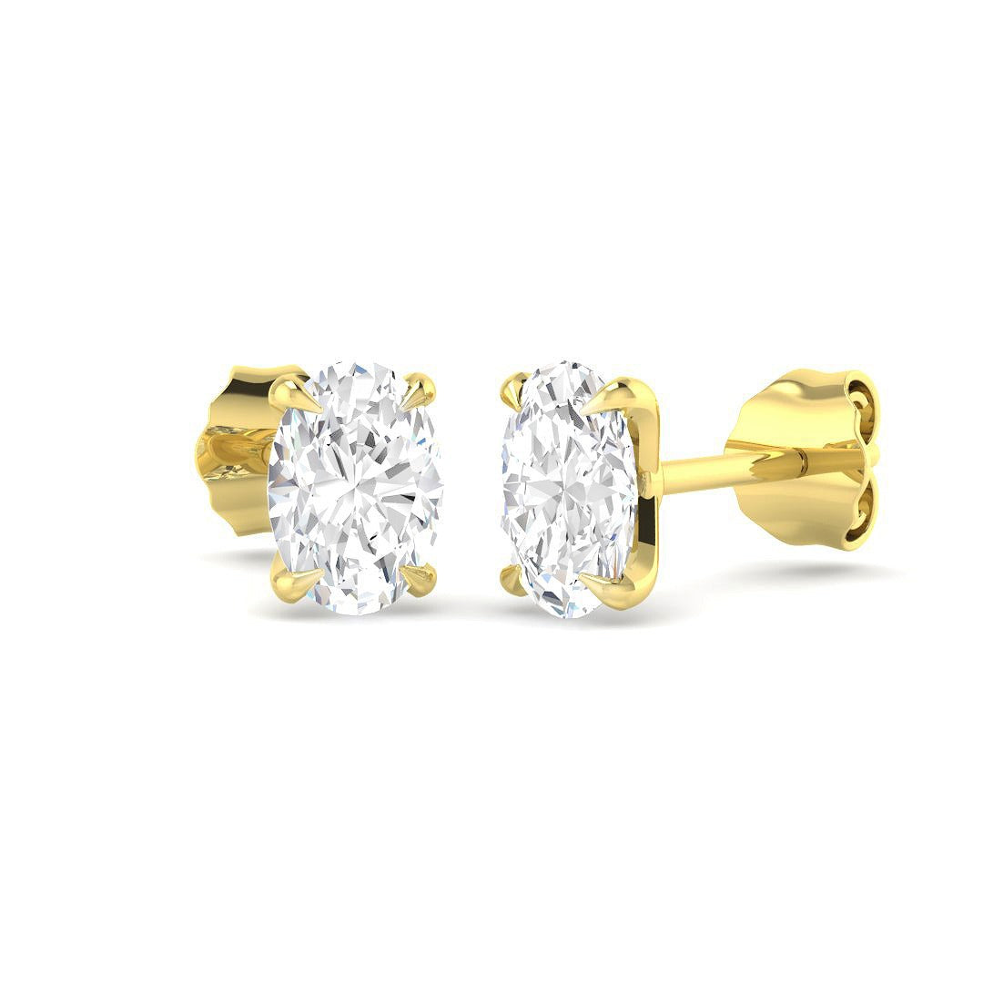 1.08ct Lab Diamond Oval Cut Stud Earrings in 9K Yellow Gold