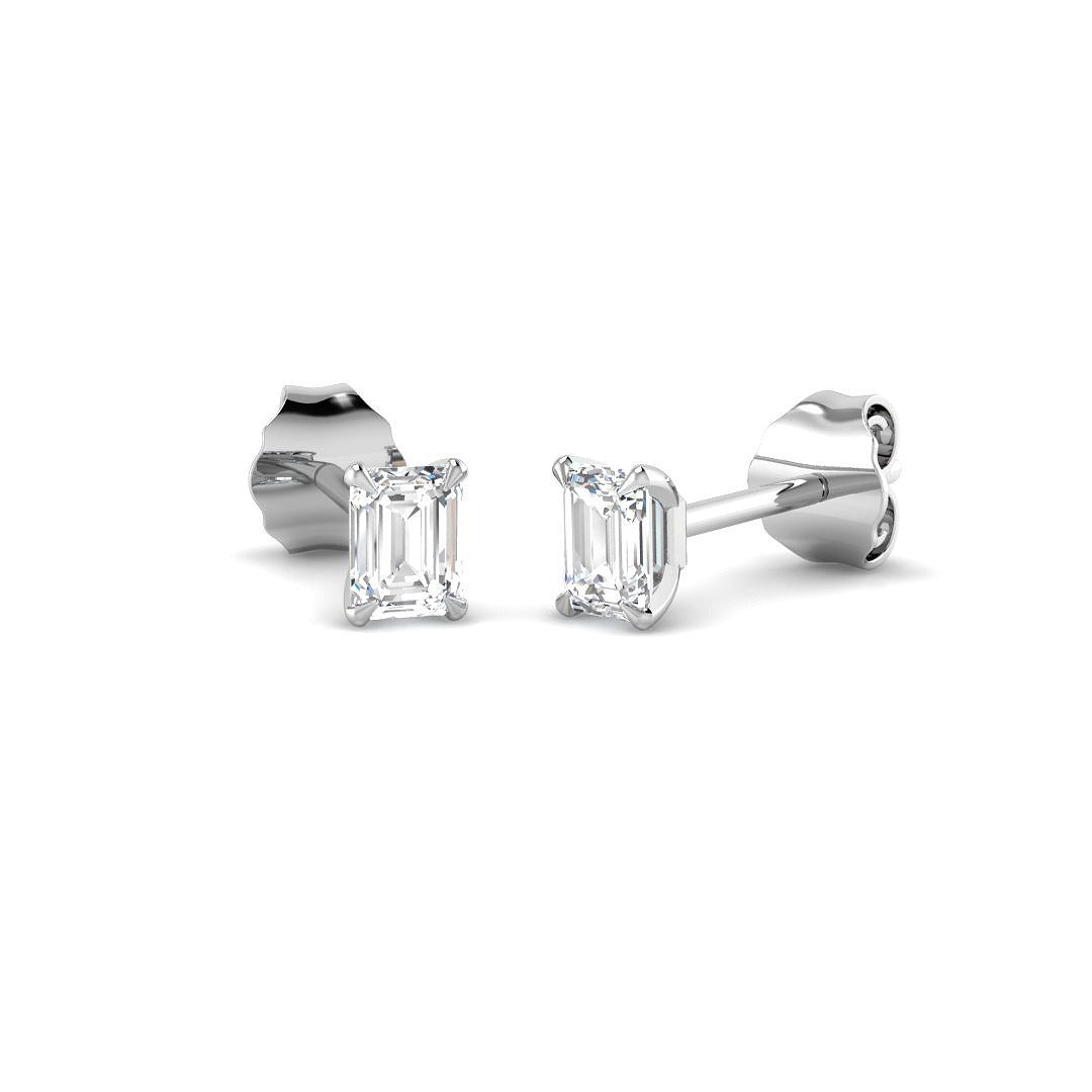 0.45ct Lab Diamond Emerald Cut Stud Earrings in 9K White Gold
