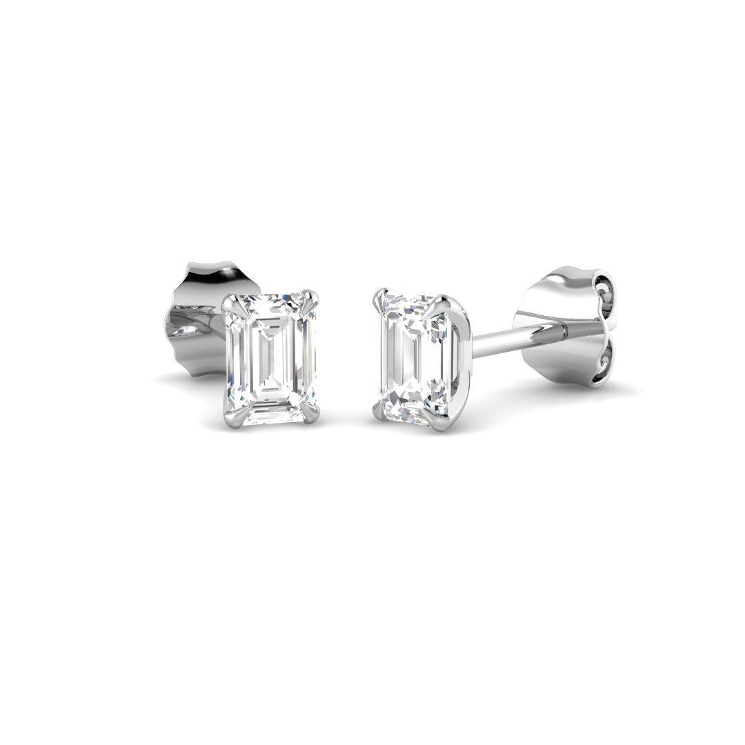 0.71ct Lab Diamond Emerald Cut Stud Earrings in 9K White Gold
