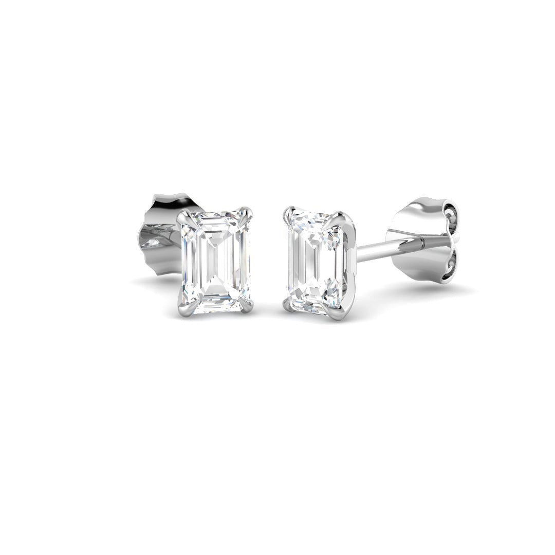 1.09ct Lab Diamond Emerald Cut Stud Earrings in 9K White Gold