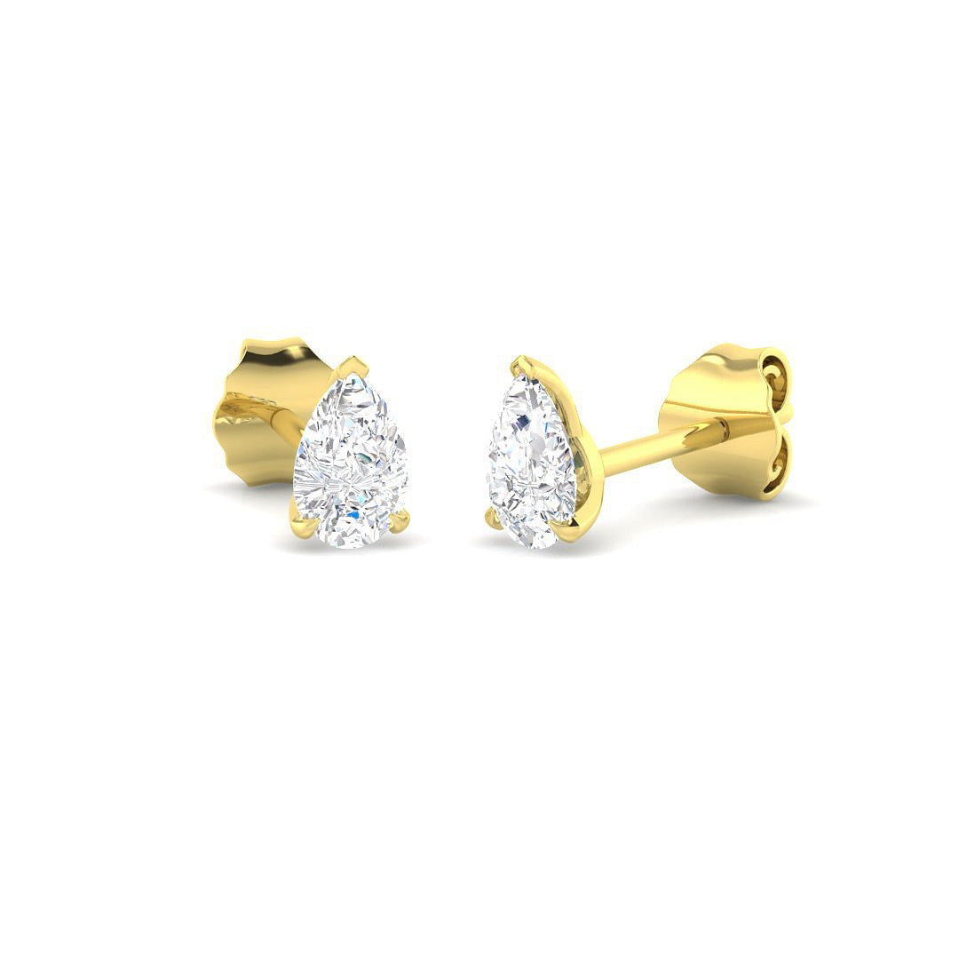 0.45ct Lab Diamond Pear Cut Stud Earrings in 9K Yellow Gold