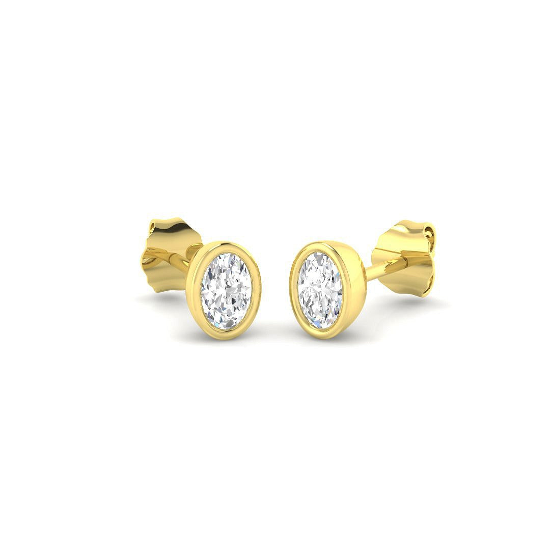 0.52ct Lab Diamond Oval Cut Stud Earrings in 9K Yellow Gold